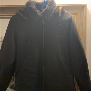 Black Sabatini Real Leather Coat With Hood